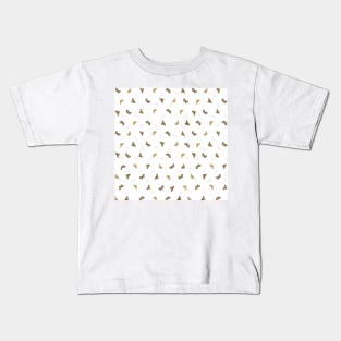 Elegant Golden Butterflies White Pattern Kids T-Shirt